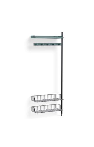 HAY Pier System 1050 Add-On 80x209 cm - PS Blue Steel/Black Anodised Profiles/Chromed Wire Shelf