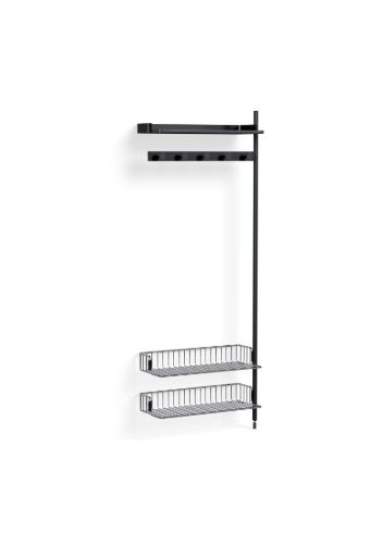 HAY Pier System 1050 Add-On 80x209 cm - PS Black Steel/Black Anodised Profiles/Chromed Wire Shelf