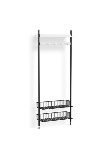 HAY Pier System 1051 1 Column 82x209 cm - PS White Steel/Black Anodised Profiles/Anthracite Wire Shelf
