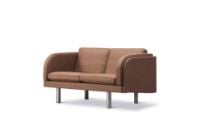 Bild von Fredericia Furniture JG Sofa 2 Personen L: 142 cm – Edelstahl – Gebürstet / Grand Linen 4803