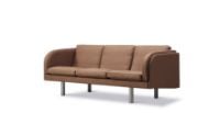 Bild von Fredericia Furniture JG Sofa 3 Personen L: 202 cm – Edelstahl – Gebürstet / Grand Linen 4803