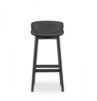 Bild von Normann Copenhagen Hyg Barhocker gepolsterte Vorderseite SH: 75 cm – Schwarzes Leder/Schwarze Eiche