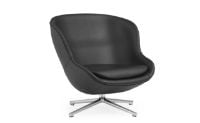 Bild von Normann Copenhagen Hyg Low Lounge Chair SH: 40 cm – Schwarzes Leder/Aluminium