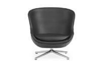 Bild von Normann Copenhagen Hyg Low Lounge Chair SH: 40 cm – Schwarzes Leder/Aluminium