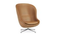 Bild von Normann Copenhagen Hyg High Lounge Chair SH: 40 cm – Brandy Leder/Aluminium
