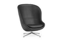 Bild von Normann Copenhagen Hyg High Lounge Chair SH: 40 cm – Schwarzes Leder/Aluminium
