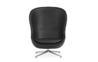 Bild von Normann Copenhagen Hyg High Lounge Chair SH: 40 cm – Schwarzes Leder/Aluminium
