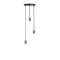 Bild von Tala Dreifach-Pendelleuchte mit schwarzem Baldachin, L: 25 cm – Messing/Walnuss OUTLET