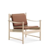 Bild von Brdr. Krüger HB Lounge Chair SH: 56,6 cm – Weiß geölter Ahorn/cognacfarbenes Leder