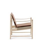 Bild von Brdr. Krüger HB Lounge Chair SH: 56,6 cm – Weiß geölter Ahorn/cognacfarbenes Leder