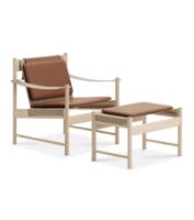 Bild von Brdr. Krüger HB Lounge Chair SH: 56,6 cm – Weiß geölter Ahorn/cognacfarbenes Leder