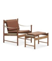 Bild von Brdr. Krüger HB Lounge Chair SH: 56,6 cm – Kirsche geölt/cognacfarbenes Leder