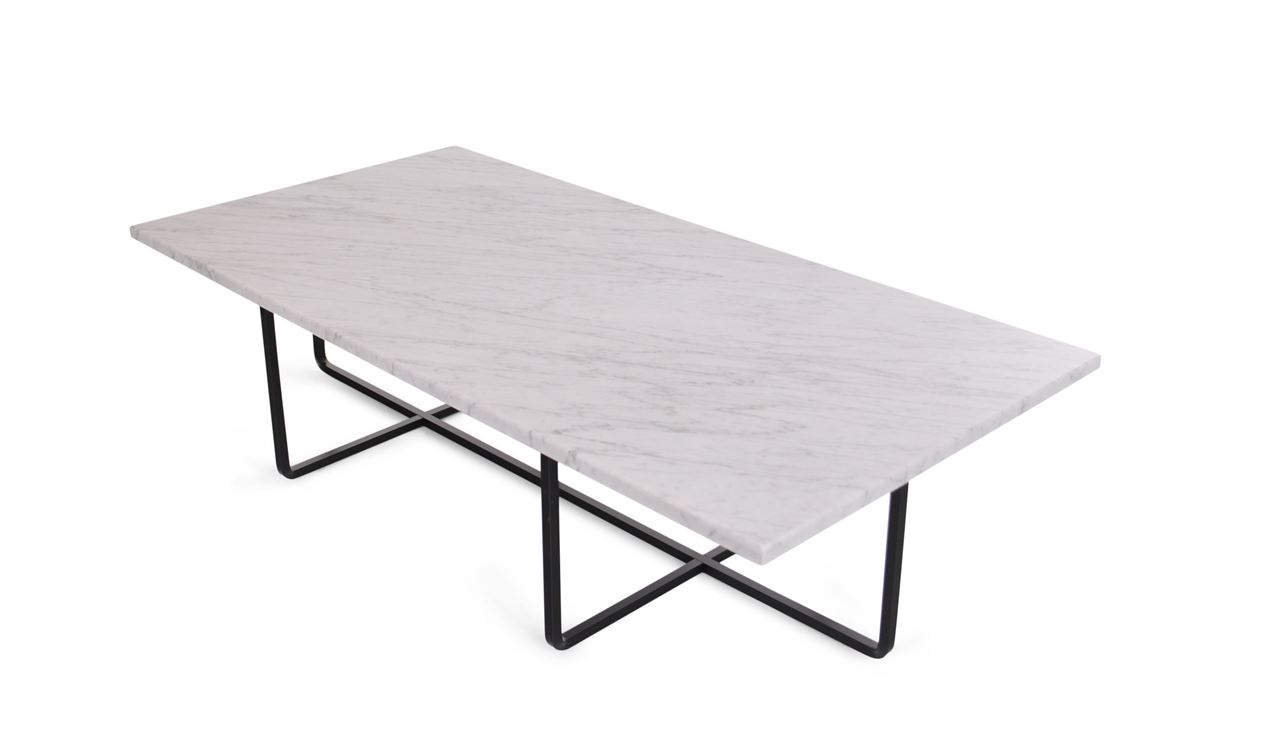 Bild von OX Denmarq NINETY LARGE Tisch 120x60x40 cm - Schwarz pulverbeschichteter Stahl/Weißes Carrara