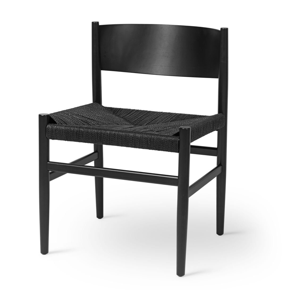 Bild von Mater Nestor Sidechair SH: 44 cm – Sitz aus schwarzer Buche/schwarzem Papierkordel