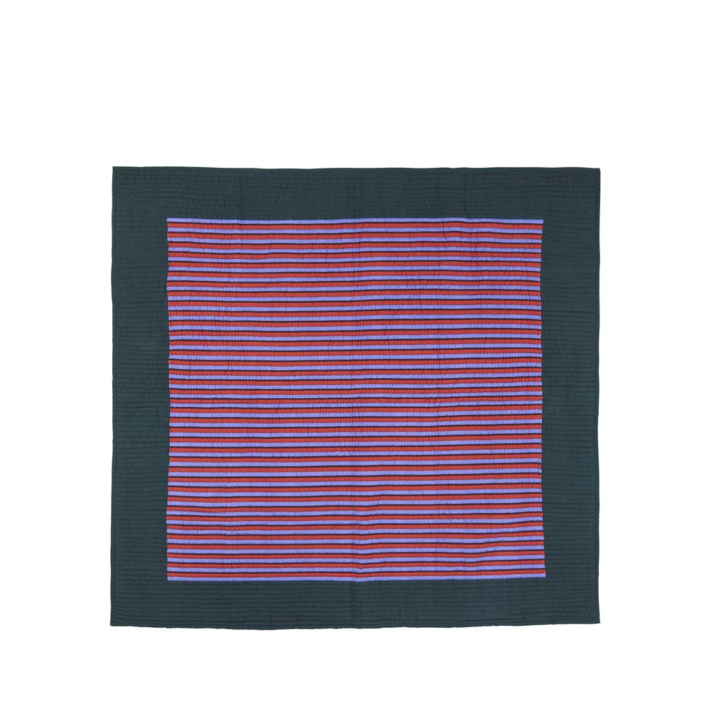 Bild von Hübsch Twist Bedspread Stripe 260x260 cm - Petrol/Multicolour 
