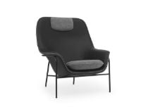 Bild von Normann Copenhagen Drape Lounge Chair High Steel H: 103 cm - Ultra Leder Schwarz / Hallingdal 0166
