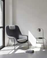 Bild von Normann Copenhagen Drape Lounge Chair High Steel H: 103 cm - Ultra Leder Schwarz / Hallingdal 0166
