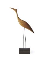 Bild von Warmer nordischer Schnabelvogel Großer Reiher 19 x 36 cm – geölte Eiche