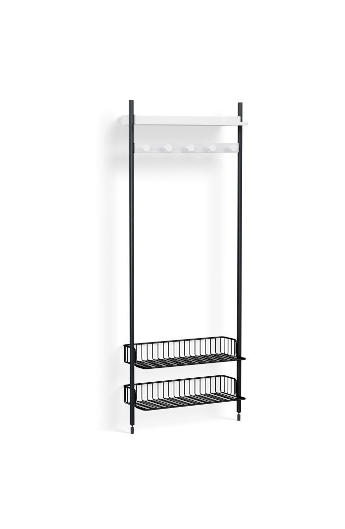 Bild von HAY Pier System 1051 1 Säule 82 x 209 cm – PS-weißer Stahl/schwarz eloxierte Profile/Anthrazit-Drahtregal