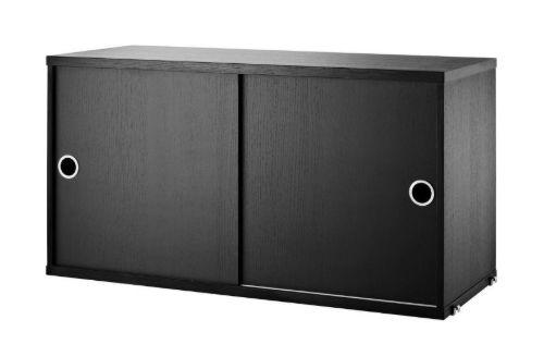 String Furniture Cabinet With Sliding Doors B: 78 cm - Black Stained Ash