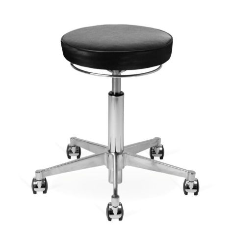Vermund VL66 Taburet SH: 44-64 cm - Krom/Sort Læder