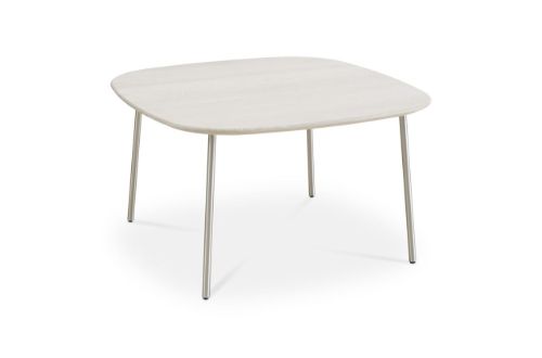 Thomsen Furniture Oak Sofabord 80x80 cm - Hvidolieret Eg/Stål