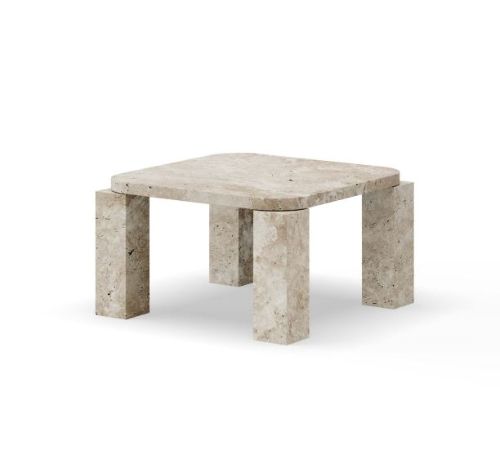 New Works Atlas Couchtisch 60 x 60 cm – Ungefüllter Travertin