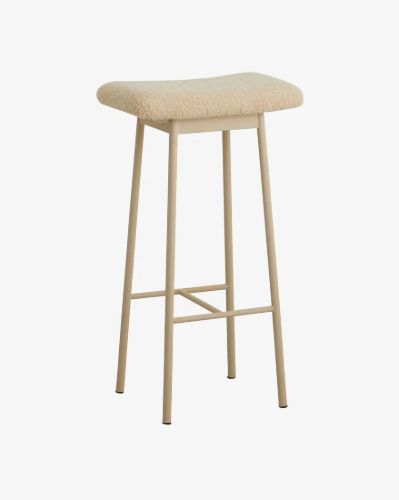 Nordal ZALA Barhocker mit Lammfellimitat SH: 72 cm - Beige