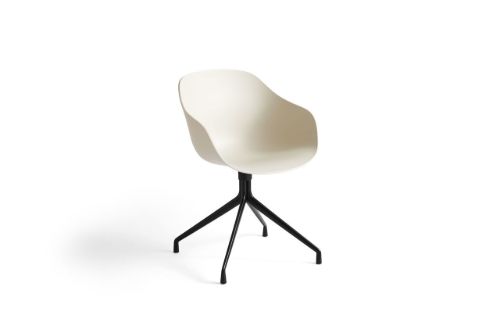 HAY AAC 220 About A Chair H: 82 cm - Black Powder Coated Alu 4 Star Swivel/Melange Cream