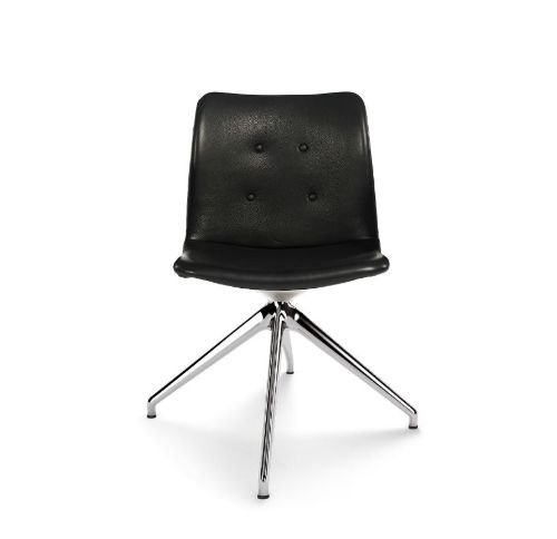 Bent Hansen Primum Dynamic Chair  SH: 46 cm - Polished Aluminium/Zenso 2 Black Leather 207