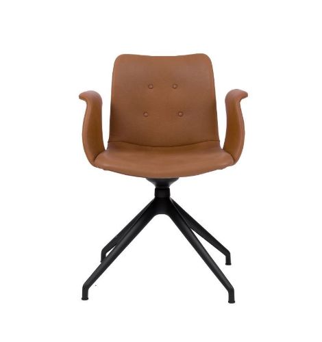 Bent Hansen Primum Dynamic Armchair SH: 46 cm - Black Powder Coated Steel/Zenso 2 Cognac Leather 223
