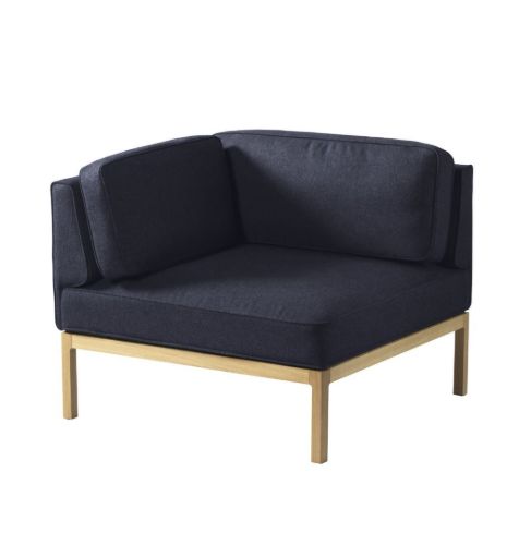 FDB Møbler L37 7-9-13 Venstre Hjørne 90x90 cm - Dark Blue/Main Line Flax