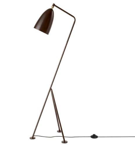 GUBI Gräshoppa Floor Lamp H: 125 cm - Walnut Brown Glossy