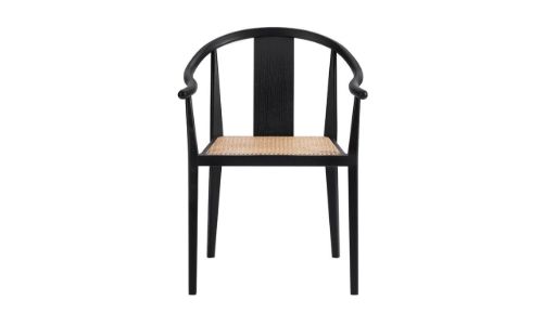 NORR11 Shanghai Spisebordsstol SH: 45 cm - Black Ash/Natural French Rattan