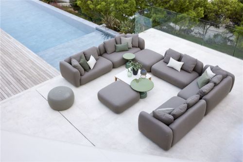 Cane-line Outdoor Capture Couchtisch 85x85 cm - Teak/Weißer Travertin-Look