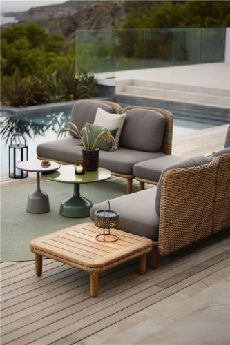 Cane-line Outdoor Glaze Couchtisch Stor Ø: 70 cm - Lavagrau/Schwarz