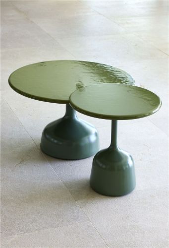 Cane-line Outdoor Glaze Couchtisch Stor Ø: 70 cm - Olivgrün/Grün