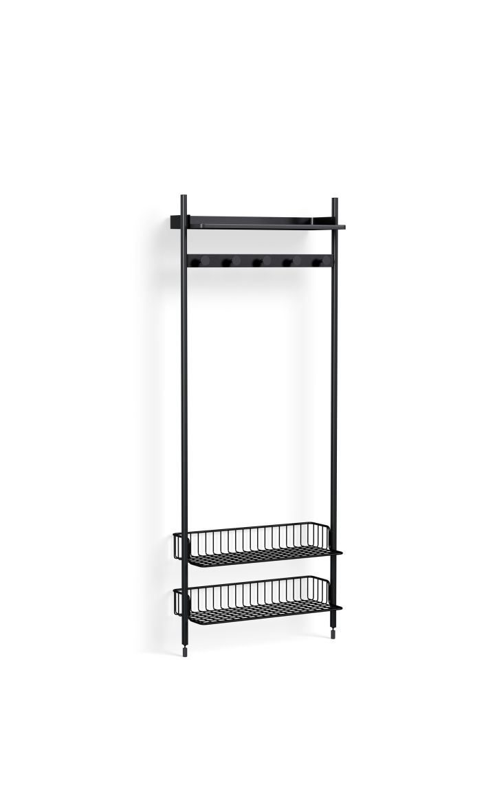 Bild von HAY Pier System 1051 1 Säule 82 x 209 cm – PS-Schwarzstahl/Schwarz eloxierte Profile/Anthrazit-Drahtregal