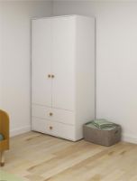 Bild von FLEXA Roomie Kleiderschrank 2 Türen + 2 Schubladen H: 202,5 cm – Weiß/Senf