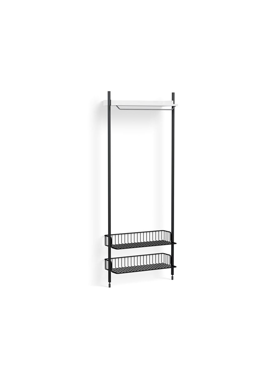 Bild von HAY Pier System 1011 1 Säule 82 x 209 cm – PS-weißer Stahl/schwarz eloxierte Profile/Anthrazit-Drahtregal