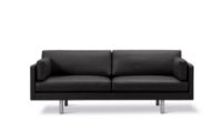 Bild von Erik Jørgensen EJ220 2062 2 Pers. Sofa 100 L: 212 cm – Schwarzes Omni-Leder/Chrom