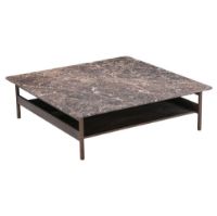 Bild von Wendelbo Collect Couchtisch groß 120 x 120 x 35 cm – braune Eiche/brauner Emperador-Marmor