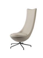 Bild von FDB Møbler L41 Bellamie Lounge Chair mit hoher Rückenlehne, drehbar, H: 122 cm – Schwarz/Beige