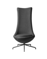 Bild von FDB Møbler L41 Bellamie Lounge Chair mit hoher Rückenlehne, drehbar, H: 122 cm – Schwarz/Dunkelgrau