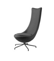 Bild von FDB Møbler L41 Bellamie Lounge Chair mit hoher Rückenlehne, drehbar, H: 122 cm – Schwarz/Dunkelgrau