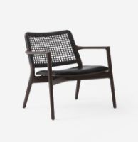 Bild von Vipp 488 Cabin Lounge Chair SH: 37 cm – Dunkle Eiche/Schwarzes Leder