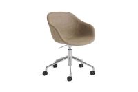 Bild von HAY AAC 253 About A Chair H: 79 cm – 5-Stern-Drehgelenk aus poliertem Aluminium/Gaslift/Leinengitter – Dunkelbeige