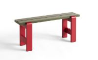 Bild von HAY Weekday Bench Duo B: 111 cm – Olivgrüne Tischplatte/Weinroter Rahmen