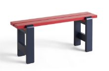 Bild von HAY Weekday Bench Duo B: 111 cm – weinrote Tischplatte/stahlblauer Rahmen