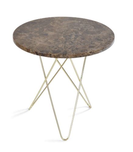 OX Denmarq MINI O Table Ø: 40 cm - Brass/Brown Emperador Marble